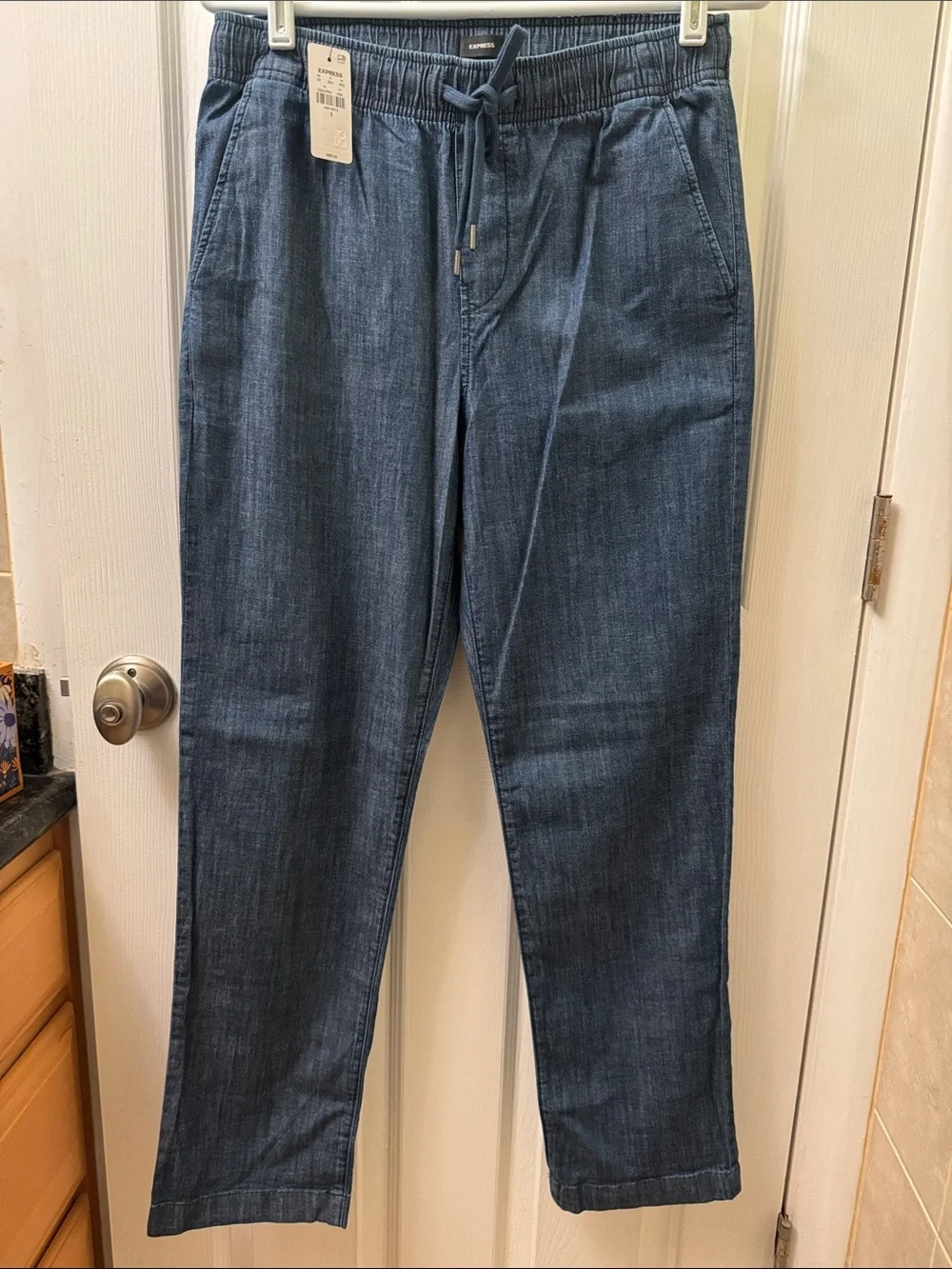 Express Relaxed Drawstring Pants in Dark Blue